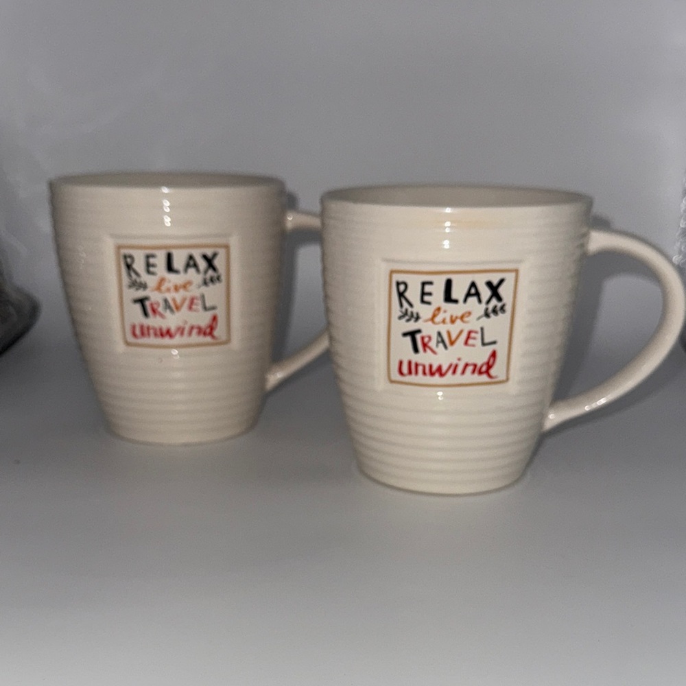 Relax Live Travel Unwind Cream Mugs Set